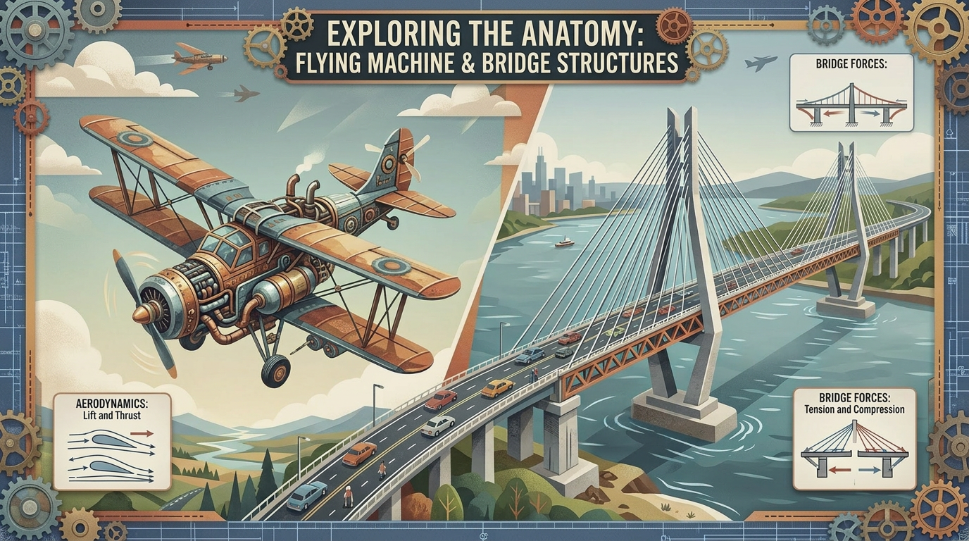 Detailed anatomy of flying machines and bridges